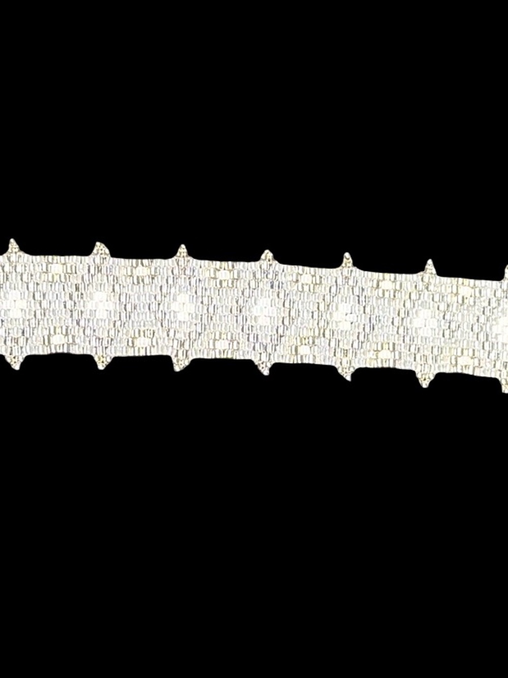 Woven Cream Silver Seed Bead Cuff Bracelet – Bridal Jewelry, Rhodium Clasp - Picture 7 of 11